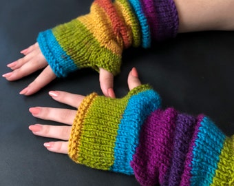 Sale, Colorful gloves, Knitting fingerless gloves, Long Women gloves,  fall-winter accessories, Crochet gloves, gift for her,