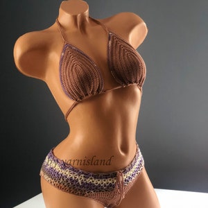 Crochet bikini set, Camel crochet bikini, Crochet Swimwear, Triangle bikini, Crochet swimsuit, Boho bikini, Bathing suit, women bikini, 2021