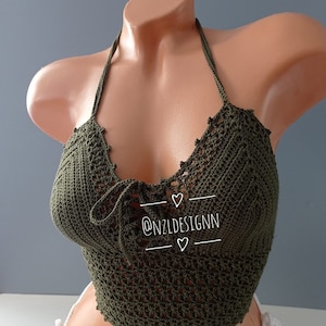 Virkad topp, Festival Crop Top, Festival Bralette, Sommarfärgad topp, Virkad BH, Festivalkläder, Virkad bikini, Damtopp, 2022 Color 7