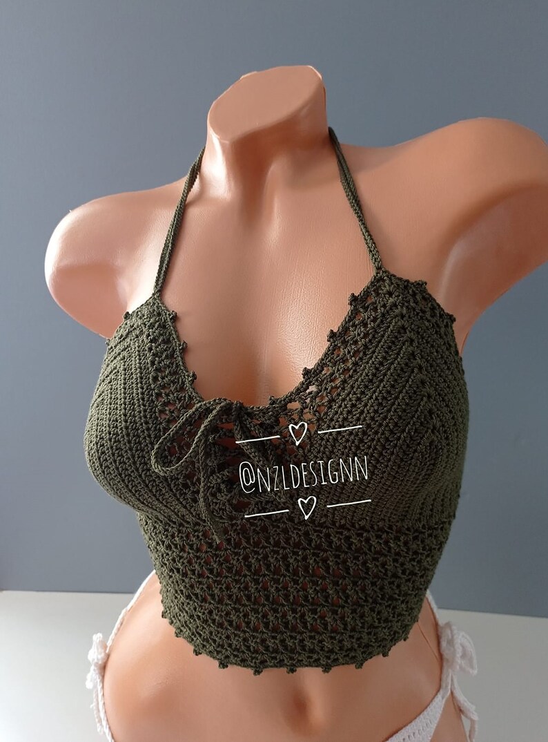 Virkad topp, Festival Crop Top, Festival Bralette, Sommarfärgad topp, Virkad BH, Festivalkläder, Virkad bikini, Damtopp, 2022 Color 7