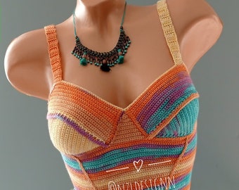 Crochet Top, Festival Crop Top, Festival Bralette, Summer Color Top, Crochet Corset Top, Festival Clothing, Crochet Bustier, Woman Top, 2022