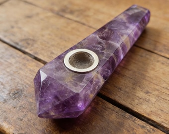 Handcrafted Amethyst Smoking Pipe, Unique Decorative Crystal, Collector’s Pipe, Elegant Smoking Accessory, Gift for Her