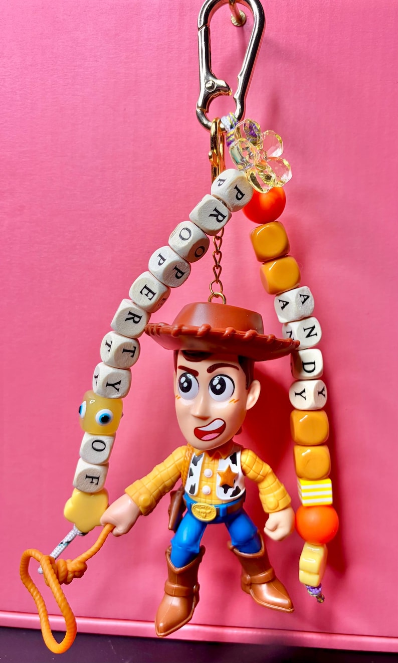 Sheriff Woody Bag Charm: Interactive Toy Story Keychain with Twirling Lasso image 5
