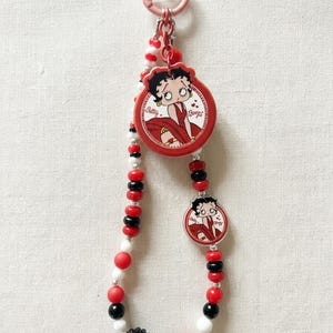 Betty Boop Bag Charm – Vintage Style Cartoon Keychain, Red Dress Accessories