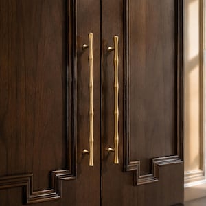 Bamboo Brass Cabinet Pull, Natural Brass T Bar Knob, French Wardrobe Handle, Luxury Dresser Hardware, Art Deco Pull