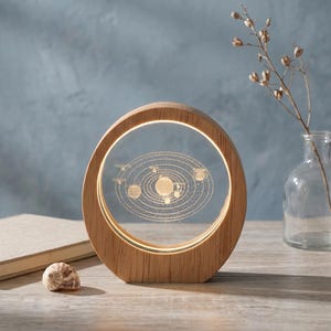 Solar System Crystal Night Light, 3D Engraved Planet Galaxy Lamp, Space Desk Decor Astronomy Gift for Kids & Space Lovers