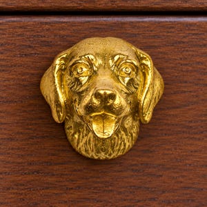 Tirador de armario con cabeza de perro de latón macizo, tirador de cajón con forma de animal, gancho decorativo de pared, regalo para amantes de las mascotas, herrajes de lujo para muebles.