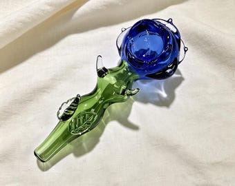 Handcrafted Glass Rose Pipe, Elegant Smoking Accessory, Unique Gift for Her, Decorative Glass Smoking Pipe, Collector’s Item