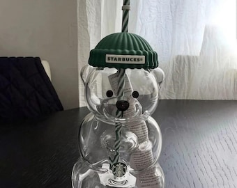 Starbucks Bearista Bear Glass Cold Cup – Holiday Limited Edition Collectible