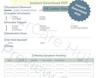 Registro de síntomas de alergia canina imprimible
