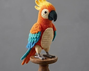 Crochet Cockatoo Pattern PDF, Amigurumi Bird Tutorial, Tropical Parrot Crochet Guide.