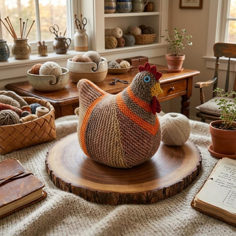 Rustic Plush Handmade Crochet Hen Plush | Rustic Stuffed Chicken Decor - Etsy