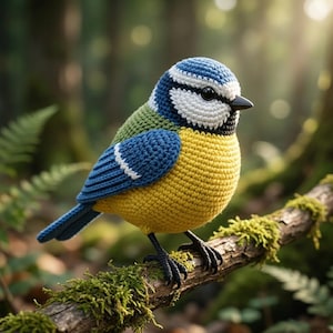 PDF gehaakt pimpelmeespatroon, tutorial realistische vogelamigurumi, digitale download haakpatroon