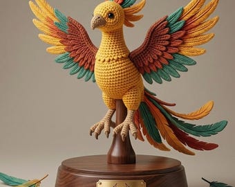 Padrão de crochê da Fênix em PDF, Tutorial de Amigurumi de Pássaro Mítico,