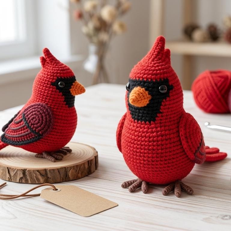35 Cardinal Crochet Patterns to Stitch for Gifts, Decor, and Bird Lovers 3 Crochet Cardinal Pattern Realistic Amigurumi Bird