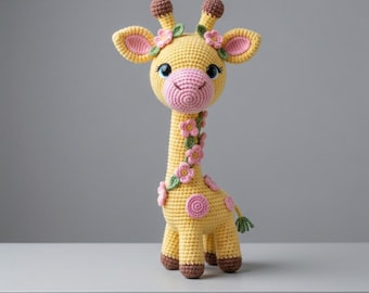 Floral Giraffe Crochet Pattern, Amigurumi Stuffed Animal Tutorial (PDF Download)