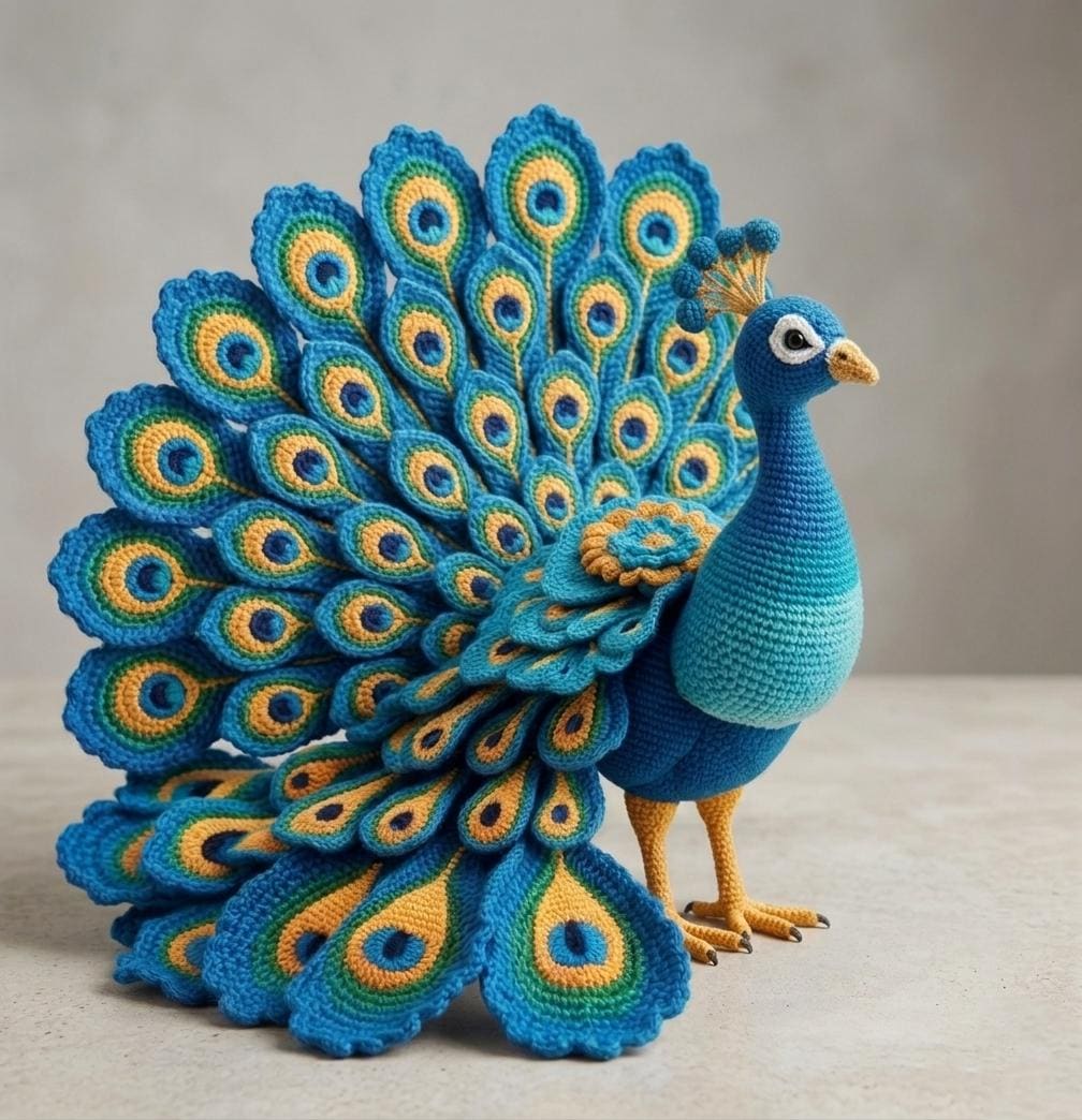 Majestic Peacock Amigurumi Crochet