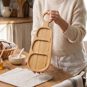 Vassoio da portata in legno di frassino fatto a mano, 30 cm