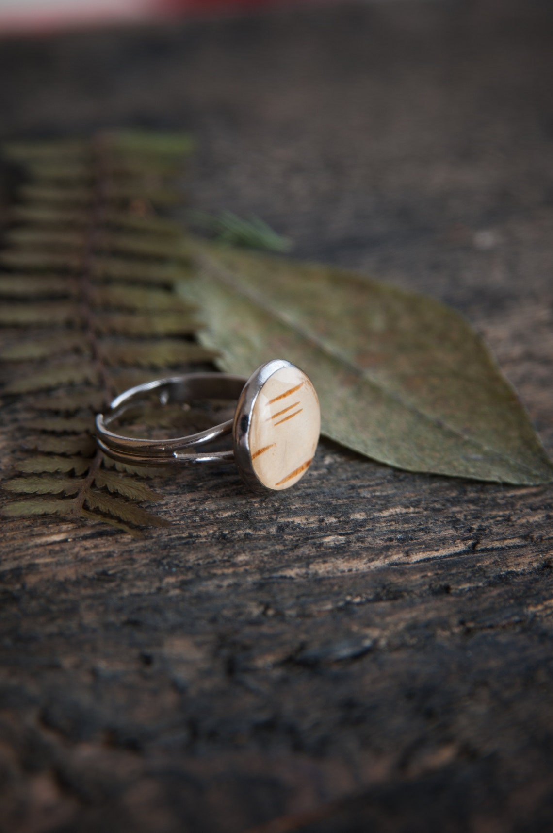 Birch Bark Ring. Simple Resin Adjustable Ring With Real Tree Etsy