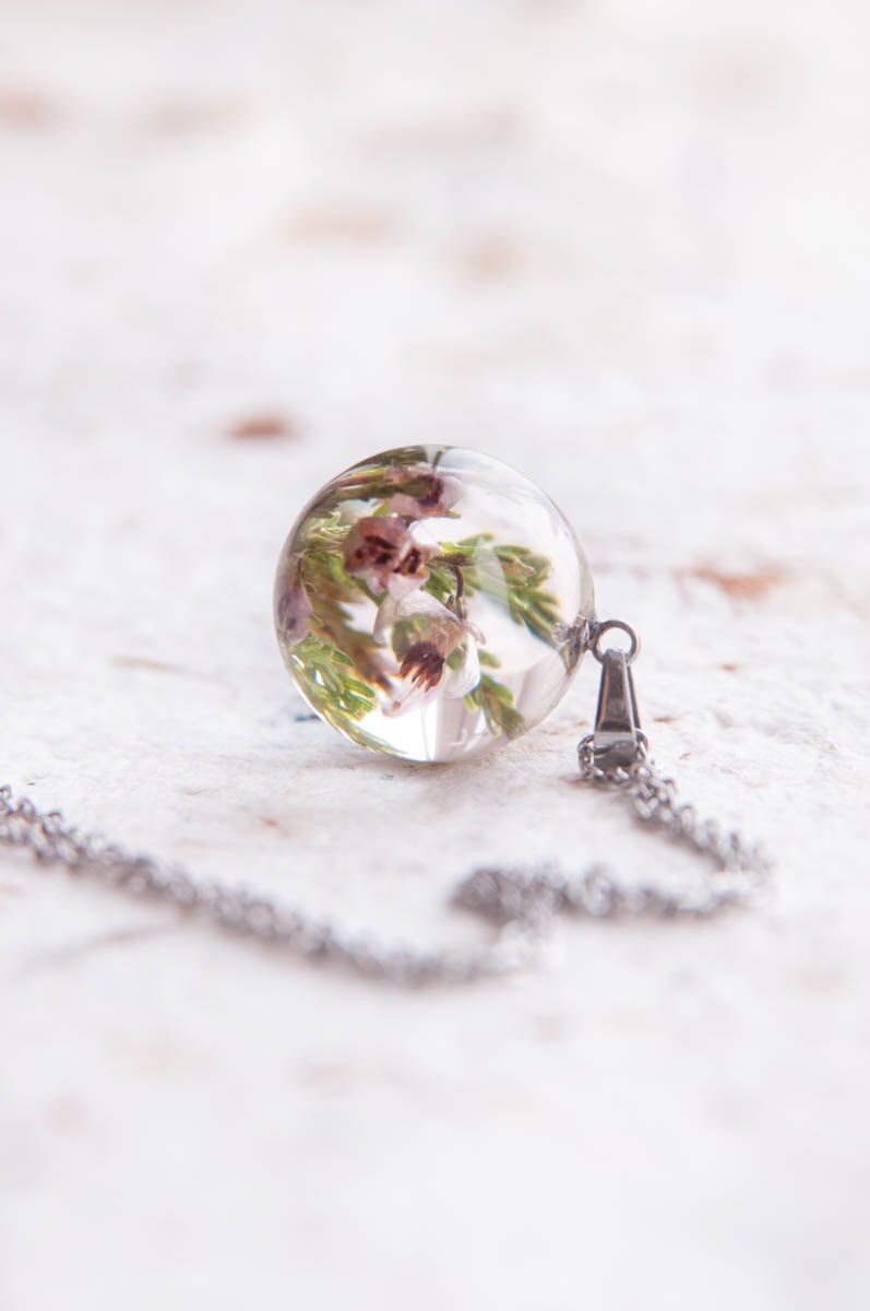 Heather flowers necklace Handmade resin Heather pendant | Lucky Scott…