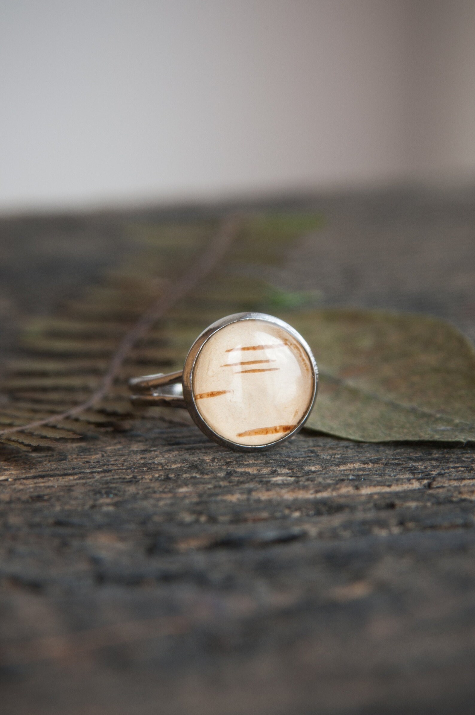 Birch bark ring. Nature ring. Gift for nature lover. Resin Etsy