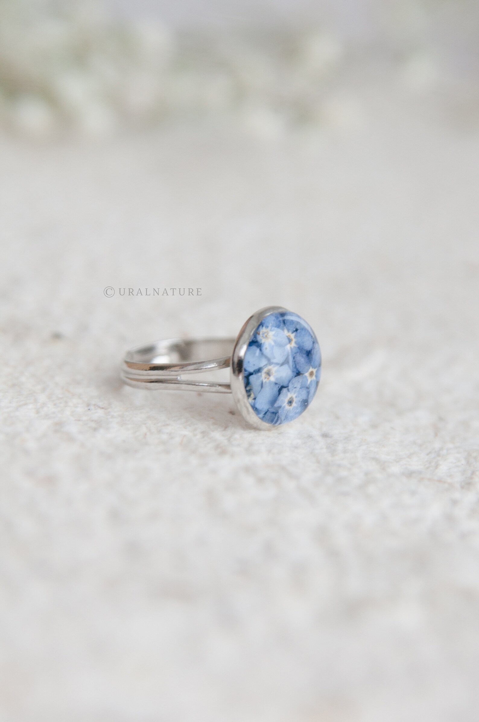 Me Not Ring. Blue Flower Ring. Adjustable Etsy