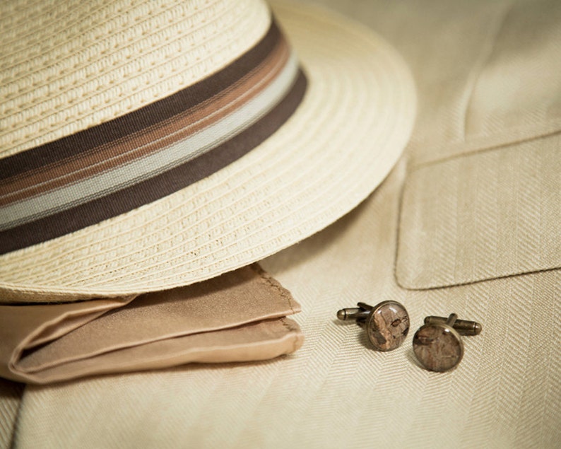 Real Bark Cufflinks Prunus cerasus brown unusual handmade resin cuff links woodland rustic wedding