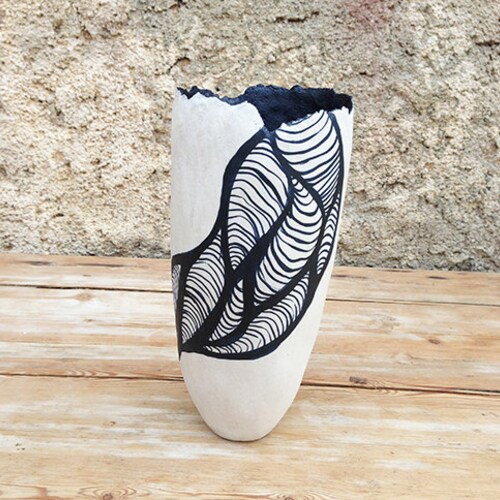 Ceramic Vase Black and White Organic Design Etsy