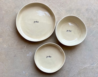 Custom set of 3 children dinnerware plates Waldorf inspiration