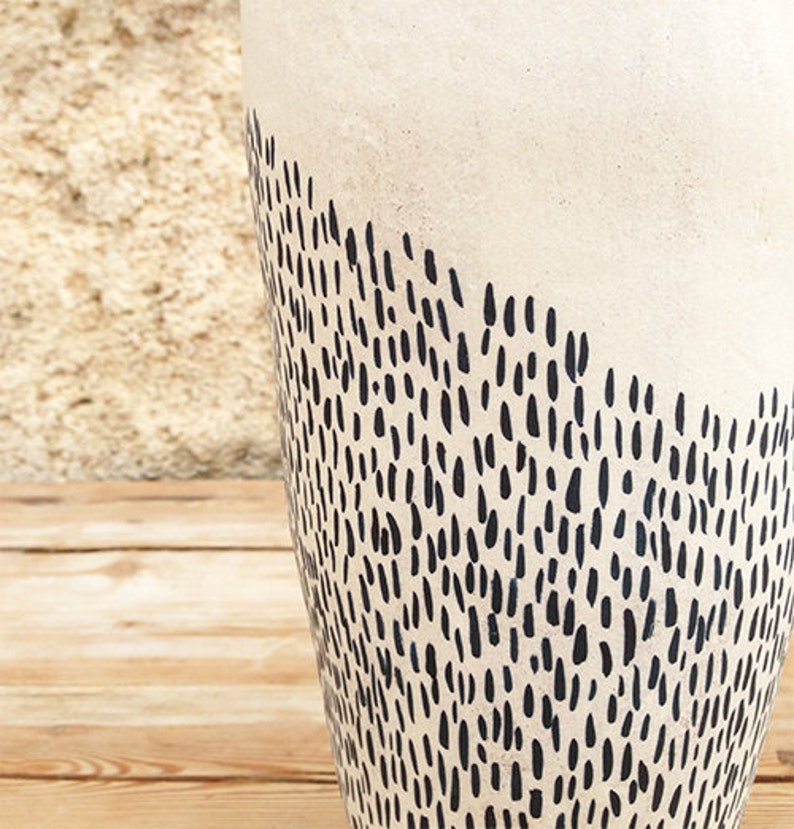 Ceramic vase, black and white organic design image 3