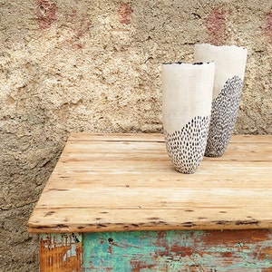 Ceramic vase, black and white organic design image 4