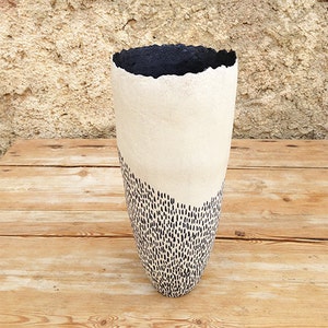 Ceramic vase, black and white organic design image 2