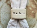 Personalized Ceramic Napkin Rings \u2013 Ceramic Name Place Cards \u2013 Wedding Table Setting \u2013 Handmade Stoneware product logo