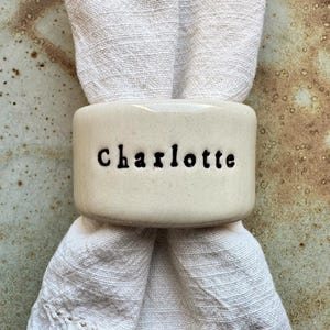 Personalized Ceramic Napkin Rings – Ceramic Name Place Cards – Wedding Table Setting – Handmade Stoneware