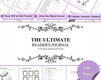 Ultimate Reading Journal Digital Planner, Book Tracker Word PDF, GoodNotes Reading Log, Printable Reader Journal for Book Lovers Gift