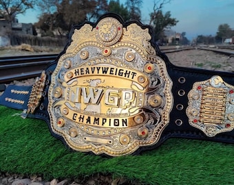 IWGP V4 Heavyweight Championship Replica Belt – NJPW Pro Wrestling Title, Brass Plates, Leather Strap