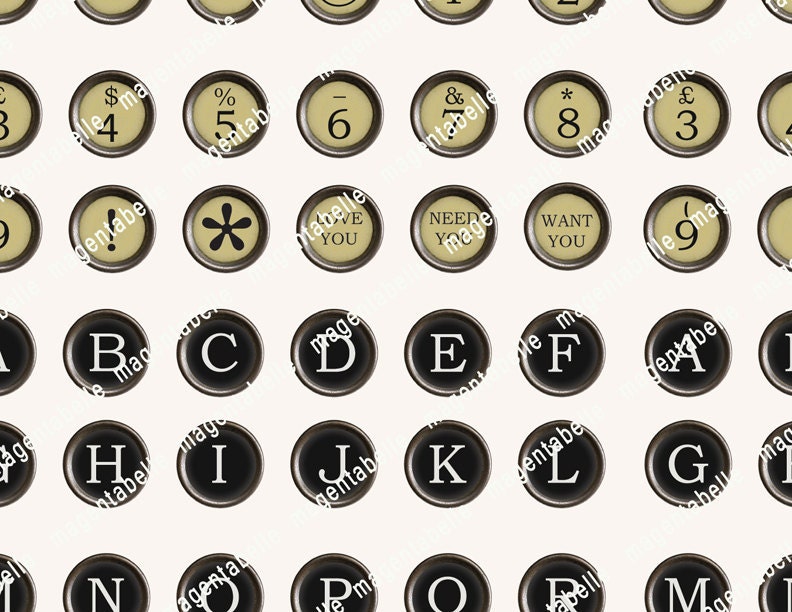 0.5in BLACK and WHITE TYPEWRITER keys for jewelry Etsy
