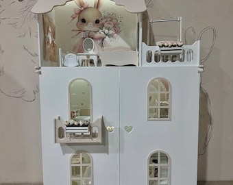 Casa de muñecas Barbie a escala 1:6 con luces LED y muebles /