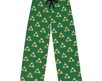 Pantalones de pijama con estampado Tryforce / Pantalones de descanso verdes para gamers