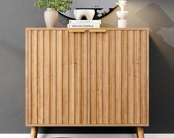Modern Fluted Storage Cabinet Sideboard Console Table for Entryway & Living Room