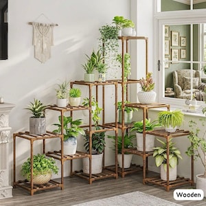 Wooden Multi-Tier Plant Stand – Indoor Outdoor Corner Shelf Rack