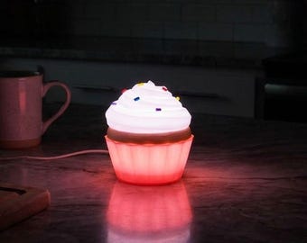 Cupcake USB Night Light, Swirled Frosting, Table Lamp, 4 inches tall