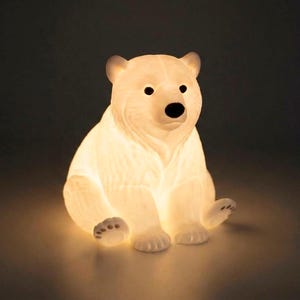 Polar Bear Night Light with Hand Painted Accents - Battery Powered Tea Light