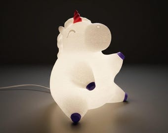 Veilleuse licorne potelée - Lampe LED réglable alimentée par USB - Couleurs personnalisées