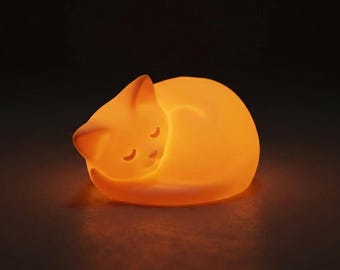 Veilleuse chat endormi - Lampe LED réglable alimentée par USB - Couleurs personnalisées