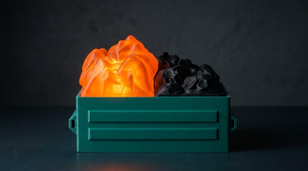 Dumpster Fire night light by DBMakerStudio