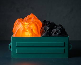 Lampe de bureau Dumpster Fire - Bougie chauffe-plat à piles - Couleurs personnalisées