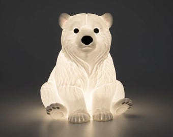 Lampe ours polaire avec éléments décoratifs peints à la main - Lumière LED réglable alimentée par USB