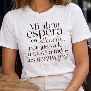 Mi Alma Espera En Silencio Shirt, Spanish Christian T-Shirt, Psalm 62:5 Bible Verse Tee, Minimalist Christian Shirt, Elegant Faith Gift