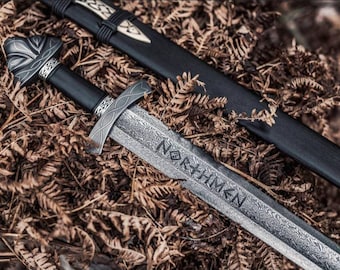 Handgefertigtes Wikingerschwert König Ragnar Lothbrok - Nordische Nachbildung mit Lederscheide